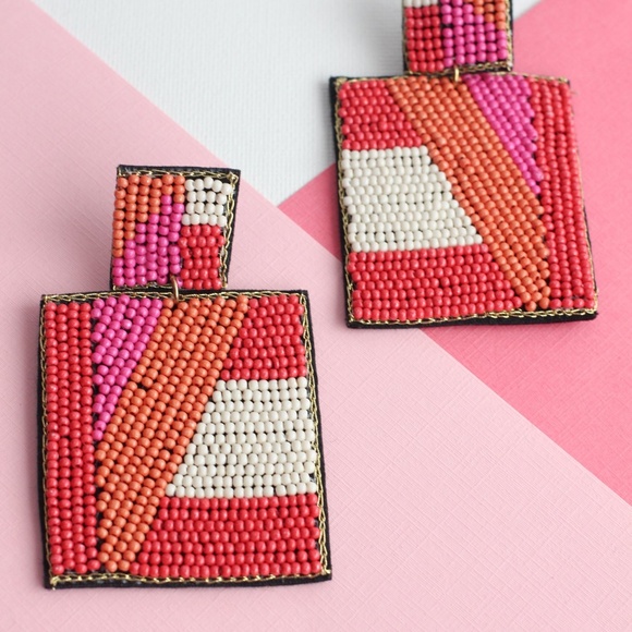 Ruby Beaded Earrings - Picture 3 of 4